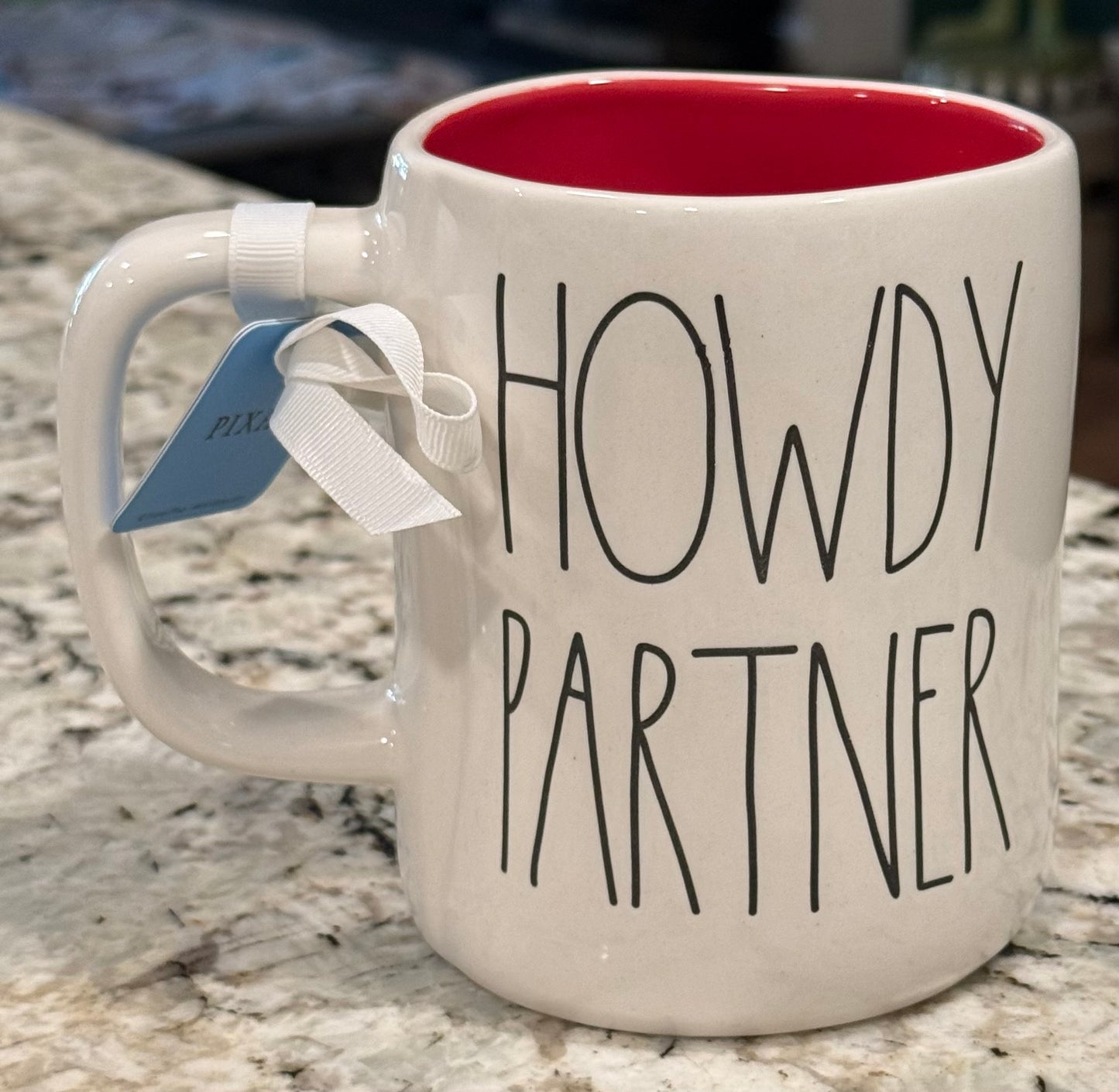 New Rae Dunn x Pixar’s Toy Story white ceramic coffee mug HOWDY PARTNER