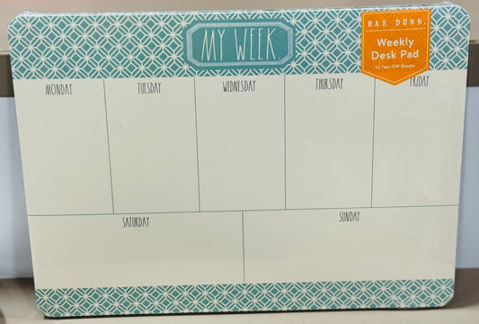 New Rae Dunn stationary-teal writing MY WEEK tear off sheet calendar