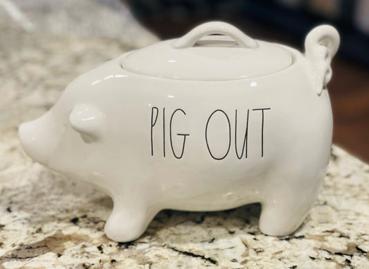 New release Rae Dunn white ceramic pig 🐖 PIG OUT farmhouse decor