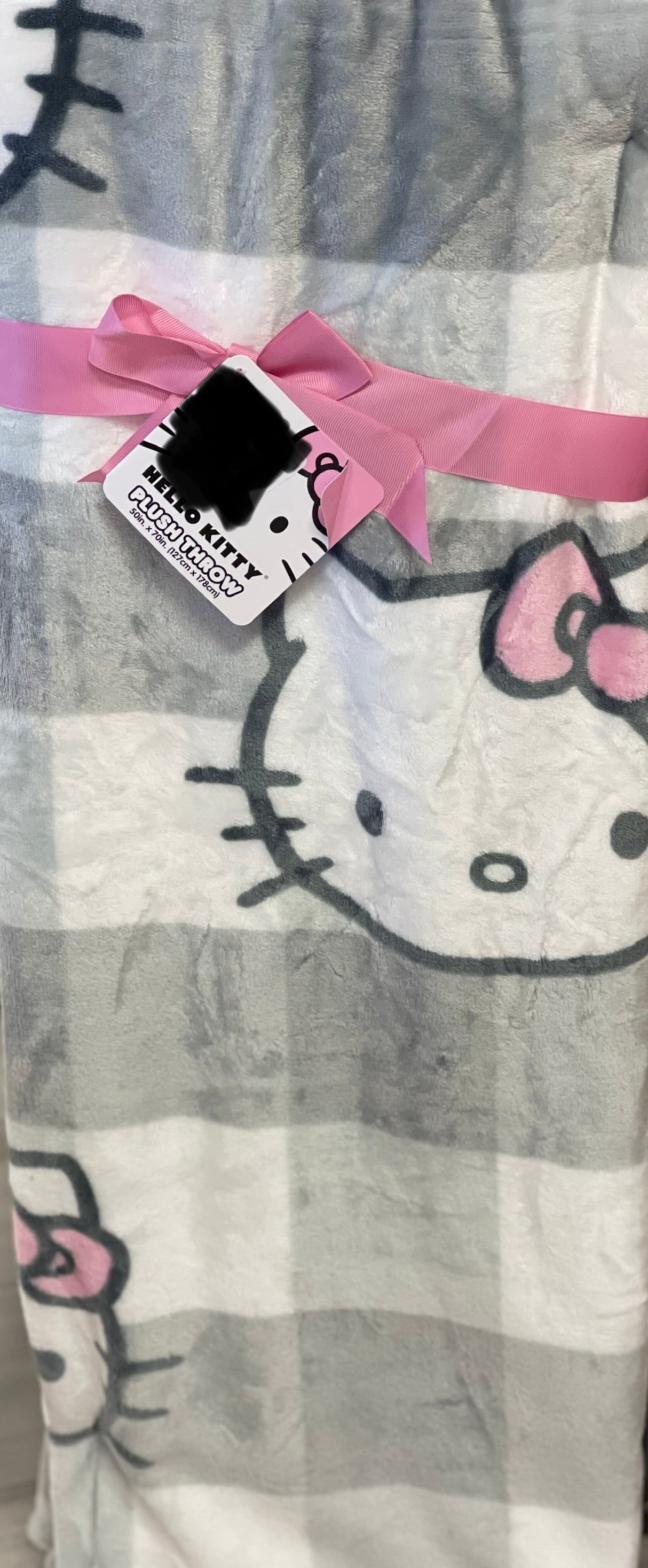 New Hello Kitty gray plaid blanket throw 50x70