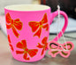 New soft touch ceramic pink rod bow coffee mug