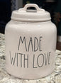 New Rae Dunn white ceramic 8” MADE WITH LOVE