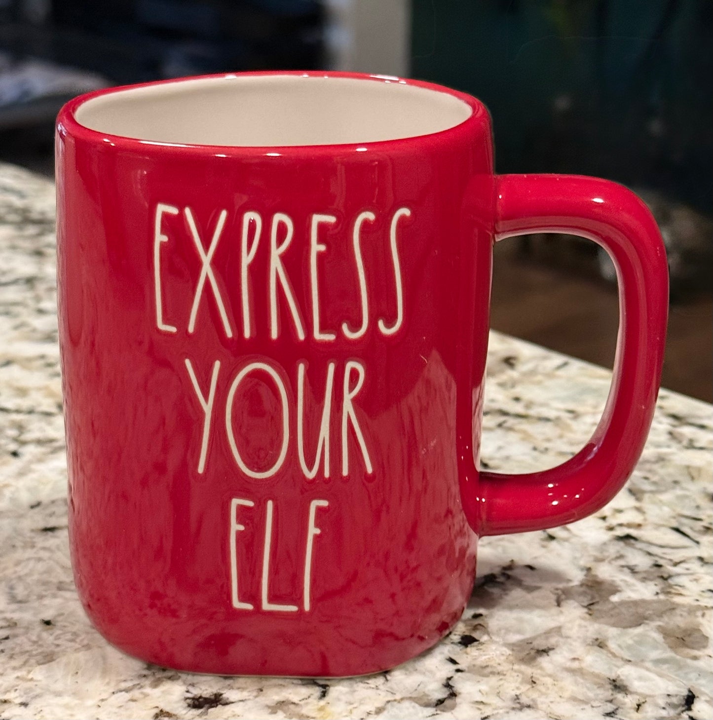 New Rae Dunn red ceramic Christmas decor coffee mug EXPRESS YOUR ELF