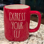 New Rae Dunn red ceramic Christmas decor coffee mug EXPRESS YOUR ELF