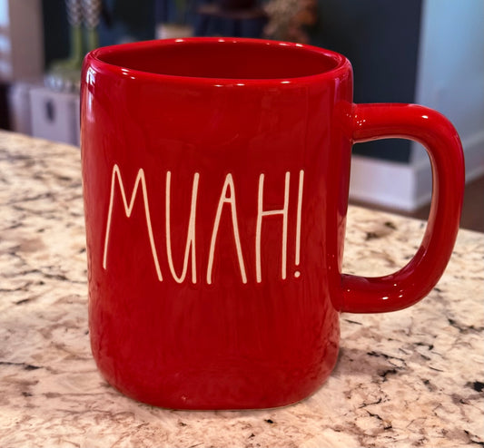 New Rae Dunn red ceramic coffee mug MUAH!