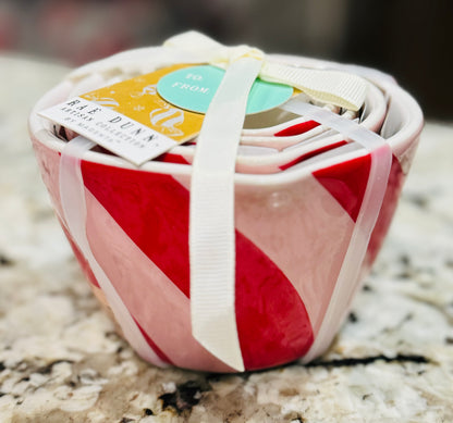 New Release! Rae Dunn pink and red striped candy cane measuring cup set