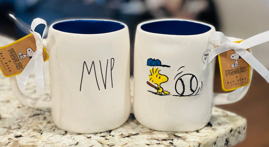 New Rae Dunn x Peanuts Snoopy line baseball coffee mug MVP