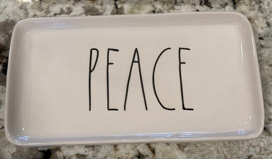 Rae Dunn white ceramic 10x5 tray PEACE