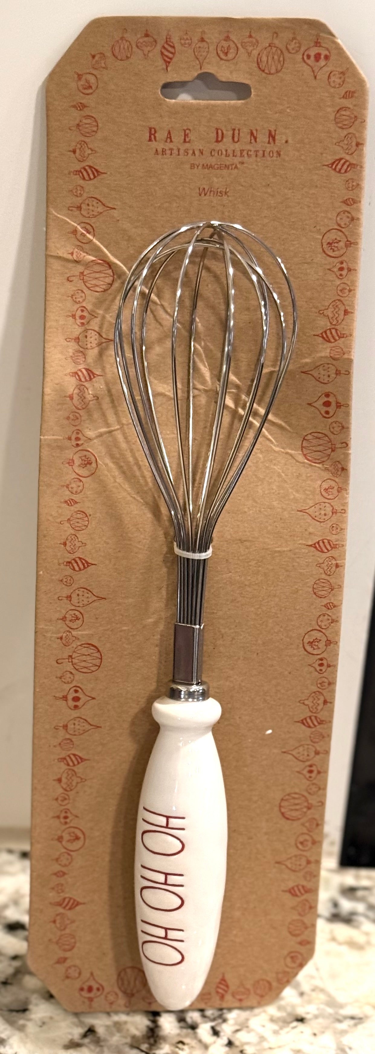 New Rae Dunn Christmas ceramic handled serving utensil wisk HO HO HO