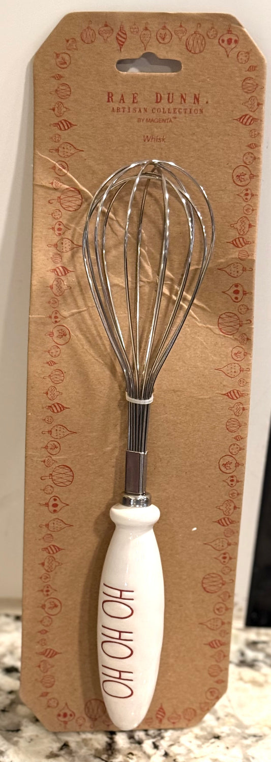 New Rae Dunn Christmas ceramic handled serving utensil wisk HO HO HO