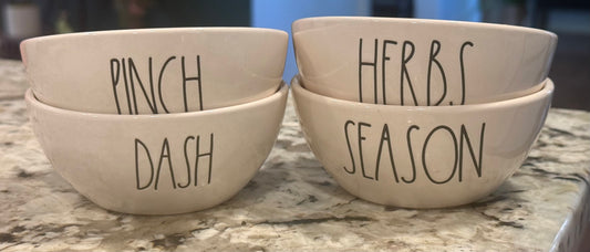 New Rae Dunn white ceramic 4-piece mini bowl set PINCH, DASH, HERBS, SEASON