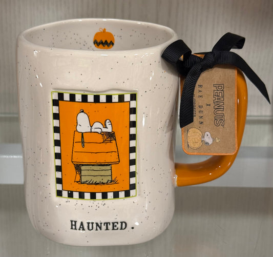 New Rae Dunn x Peanuts ceramic Snoopy Halloween coffee mug HAUNTED