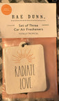 New Rae Dunn 3-pack car refreshner pack RADIATE LOVE -totally tropical