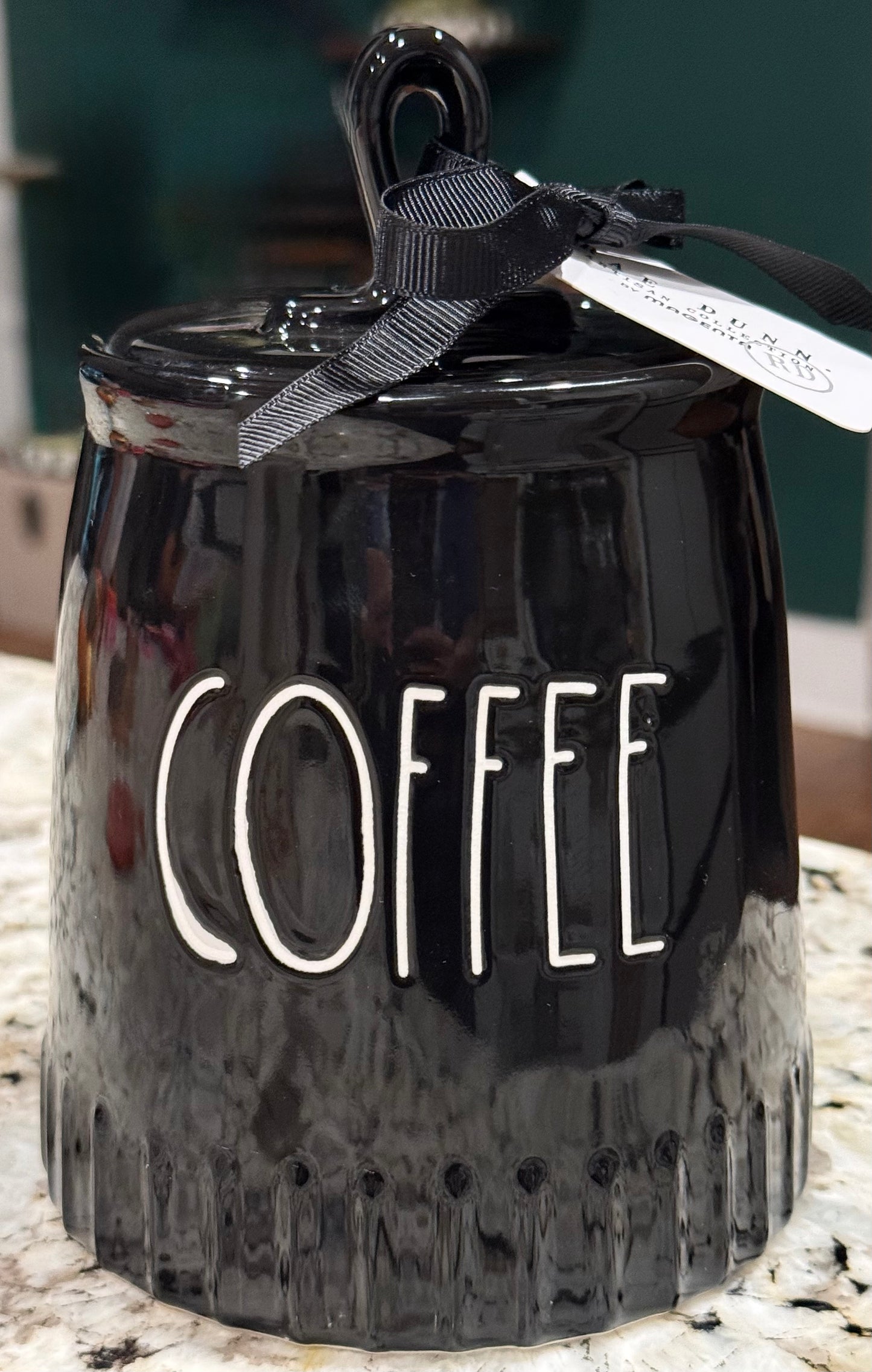 New release Rae Dunn 6” ceramic black iridescent COFFEE canister