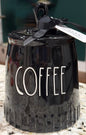 New release Rae Dunn 6” ceramic black iridescent COFFEE canister