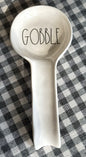 New Rae Dunn white ceramic GOBBLE spoon rest