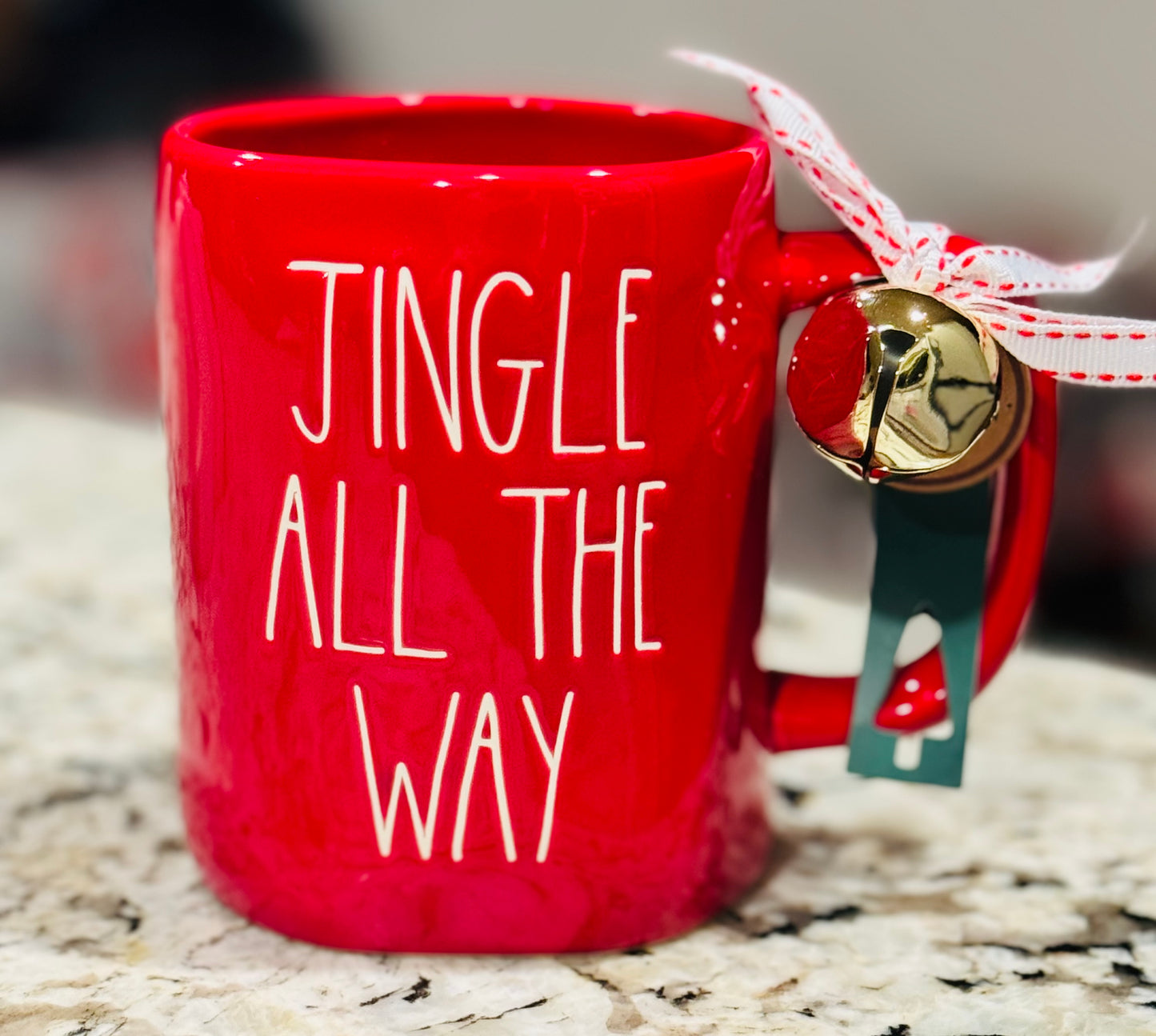 New Rae Dunn red ceramic Christmas coffee mug JINGLE ALL THE WAY