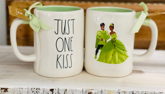 New Rae Dunn x Disney’s Princess and the Frog white ceramic mug JUST ONE KISS