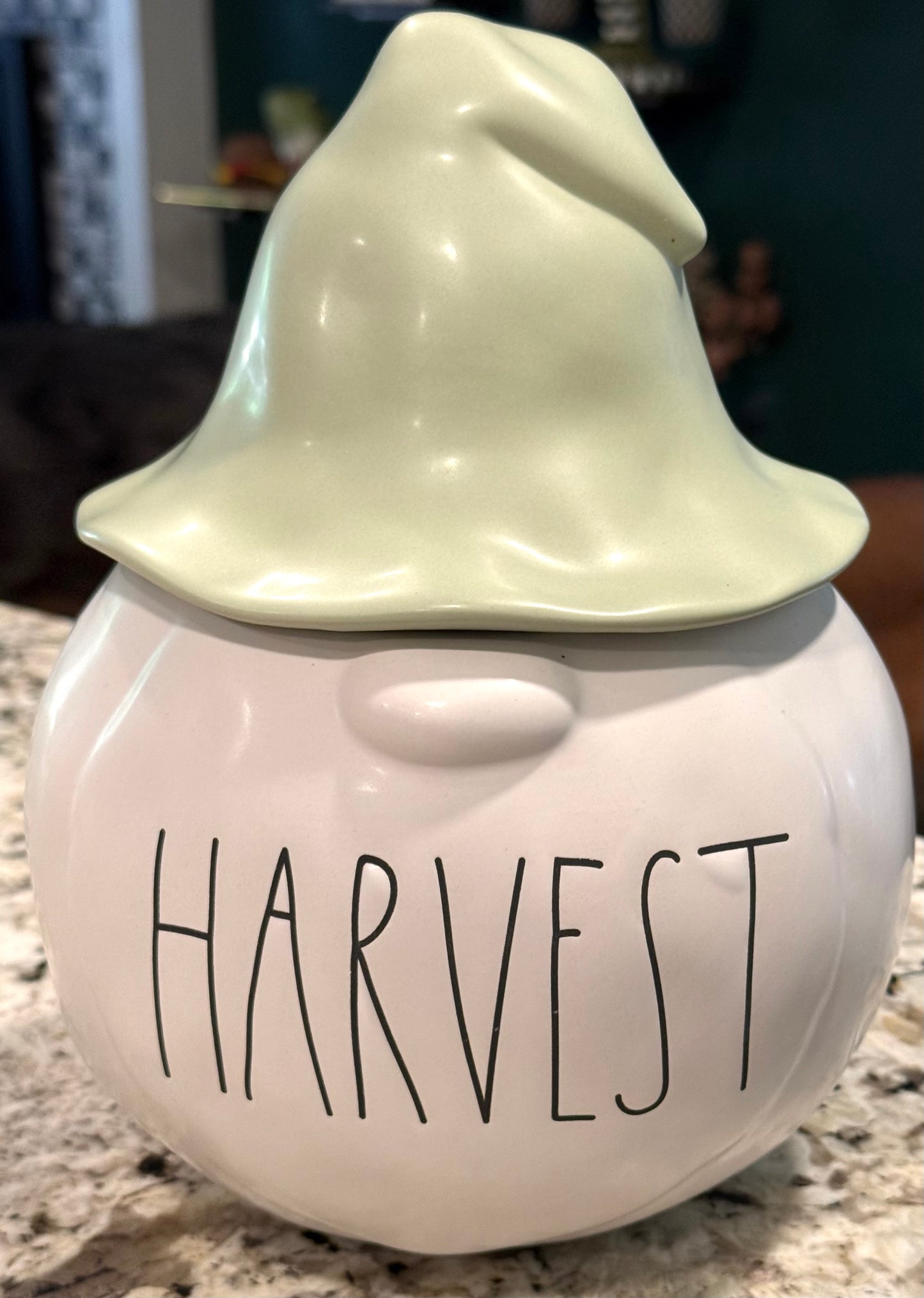 New Rae Dunn white ceramic fall gnome decor statue 9” HARVEST