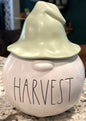 New Rae Dunn white ceramic fall gnome decor statue 9” HARVEST