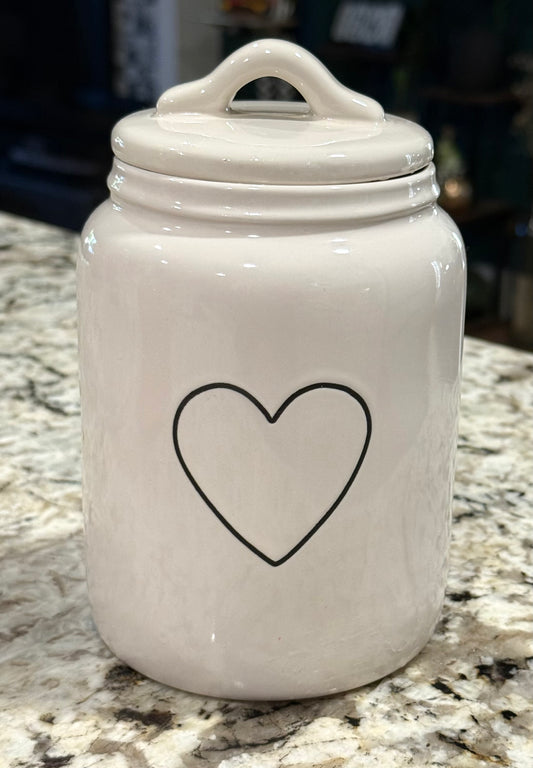 New Rae Dunn white ceramic 6” heart canister