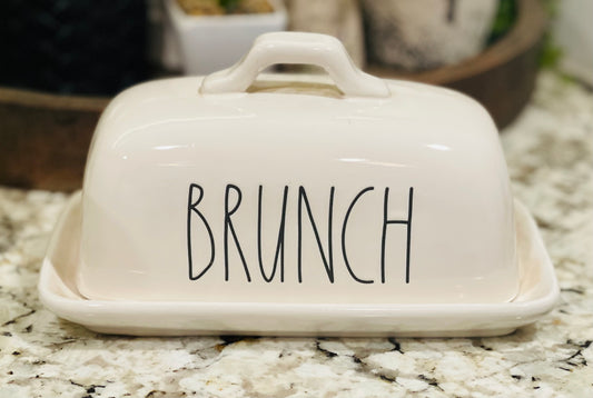New Rae Dunn white ceramic butter holder BRUNCH