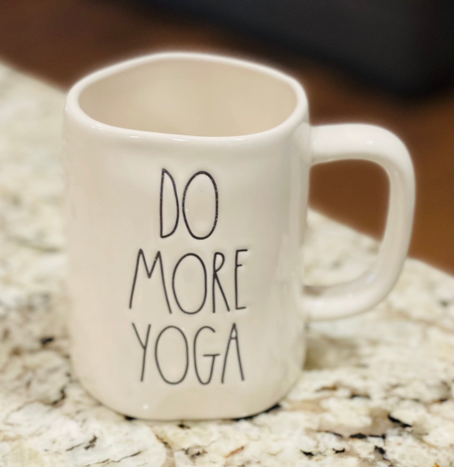 New Rae Dunn white ceramic coffee mug DO MORE YOGA