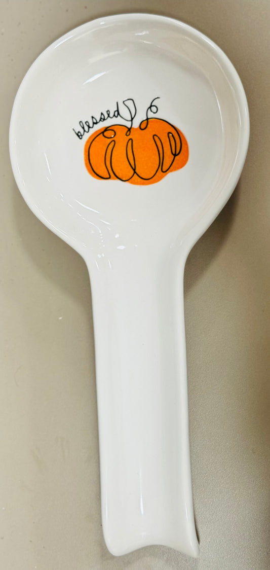 New Rae Dunn fall pumpkin ceramic spoon rest BLESSED