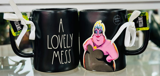 New Rae Dunn x Disney Villains Ursula black ceramic coffee mug A LOVELY MESS