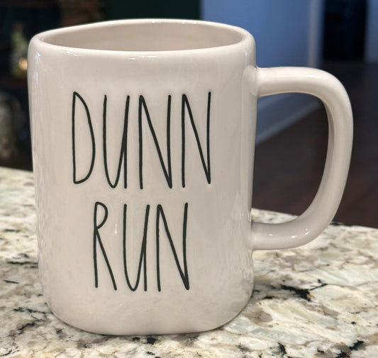 New Rae Dunn white ceramic coffee mug DUNN RUN