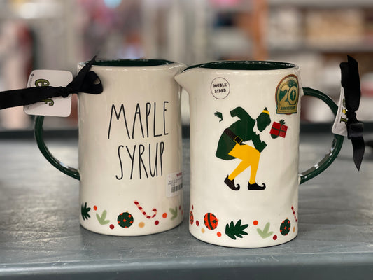 New Rae Dunn x Elf movie ceramic MAPLE SYRUP pitcher 20th Anniversary edition