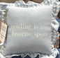 New blue gingham ruffled throw pillow 12x12 READING IS MY FAVORITE SPORT