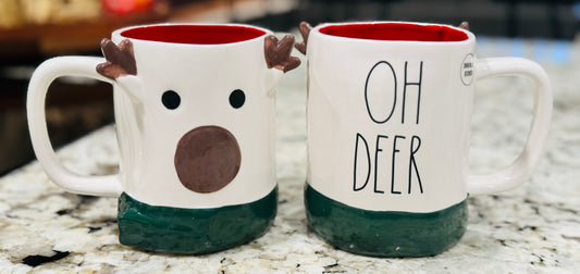 New Rae Dunn ceramic Christmas mug OH DEER