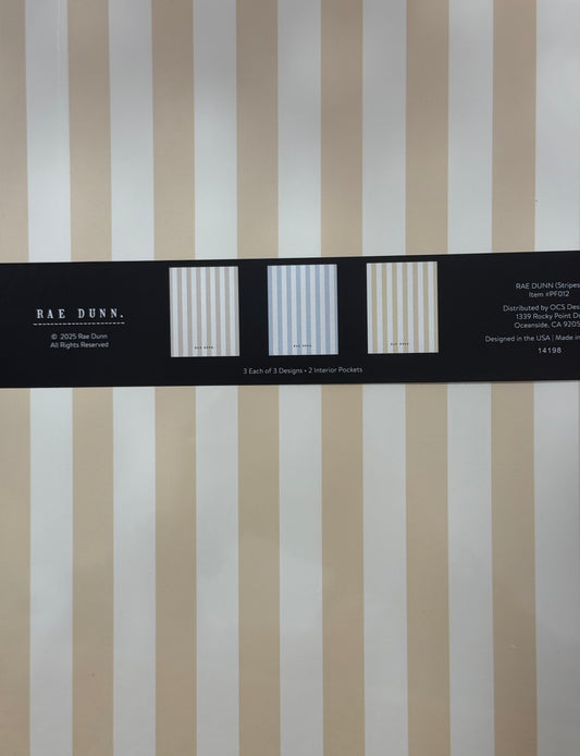 New Rae Dunn stationary-9 pack file folders striped set. 3 colors