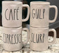 Rae Dunn 4-piece rdpresso mini mug set CAFE GULP ESPRESSO SLURP