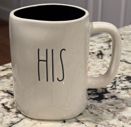 Rae Dunn white ceramic coffee mug HIS