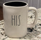 Rae Dunn white ceramic coffee mug HIS