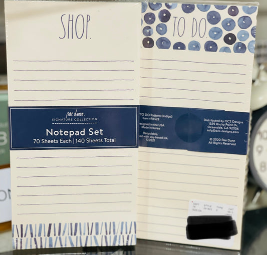 New Rae Dunn blue SHOP/LIST notepad set