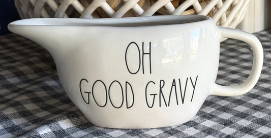 New Rae Dunn white ceramic gravy boat OH GOOD GRAVY