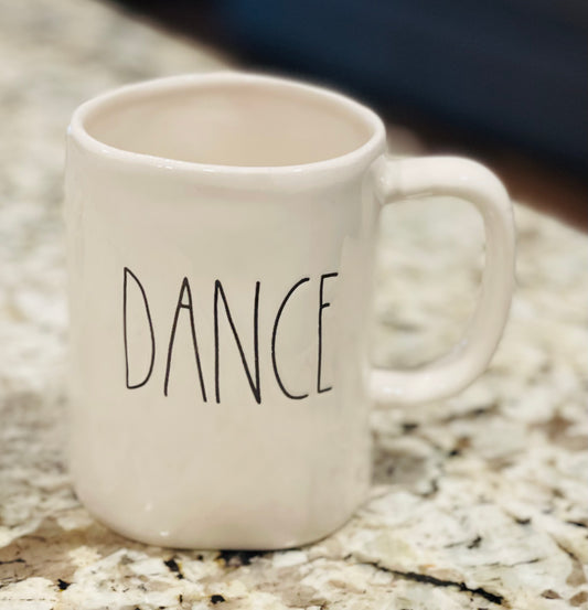 New Rae Dunn white ceramic coffee mug DANCE