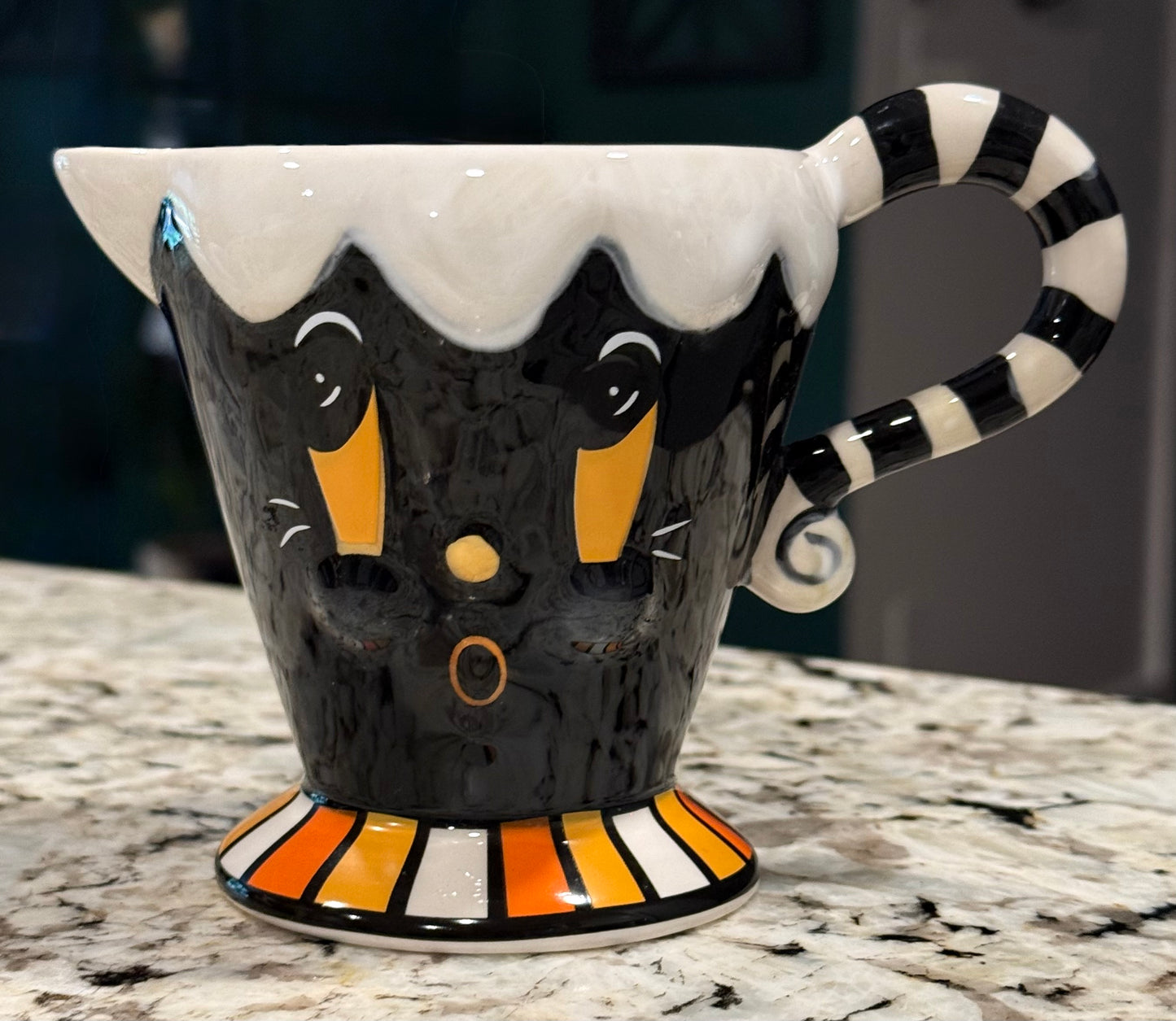 New Joanna Parker ceramic cat Halloween espresso coffee mug