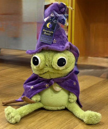 New large Moonlight Manor purple wizard hat plush frog Halloween decor