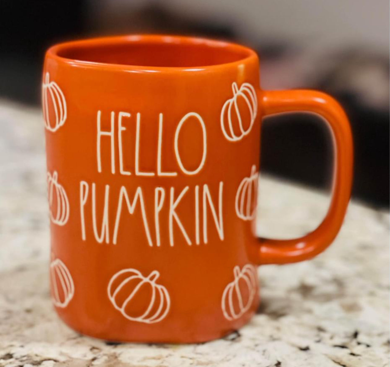 New Rae Dunn fall decor HELLO PUMPKIN Orange ceramic coffee mug