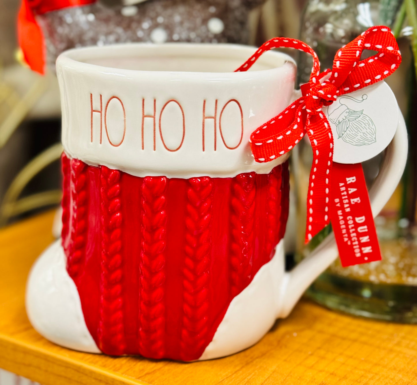 New Rae Dunn Christmas ceramic stocking mug HO HO HO