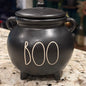 New Rae Dunn black ceramic Halloween decor caldron BOO