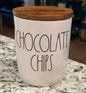 New Rae Dunn white ceramic 5” CHOCOLATE CHIPS storage cellar