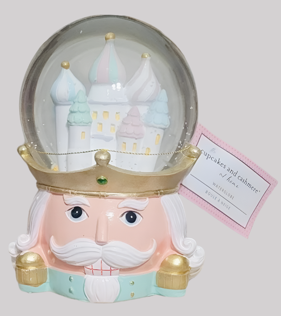 New Cupcakes and Cashmere Pastel Nutcracker snow globe Christmas decor