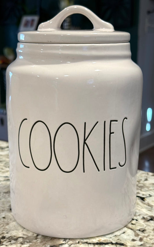 New Rae Dunn 9” flat lid ceramic COOKIES canister