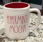 New Rae Dunn white ceramic red interior PEPPERMINT MOCHA coffee mug