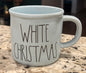 New Rae Dunn blue ceramic Christmas decor coffee mug WHITE CHRISTMAS